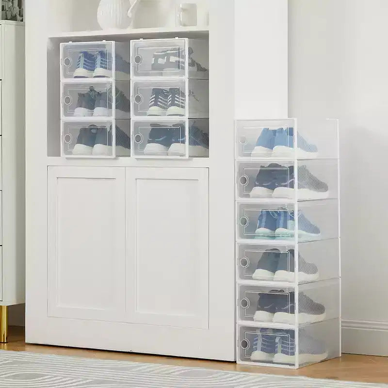 Contenitori impilabili trasparenti con coperchio, confezione da 12 (nero / marrone / bianco)