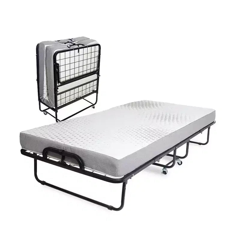 Lettino Pieghevole in Metallo Argentato con Materasso in Memory Foam, Singolo