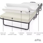 Lettino Pieghevole in Metallo Argentato con Materasso in Memory Foam, Singolo
