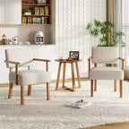 Poltrona in lino a righe bianco sporco/grigio scuro, stile metà secolo, monoposto