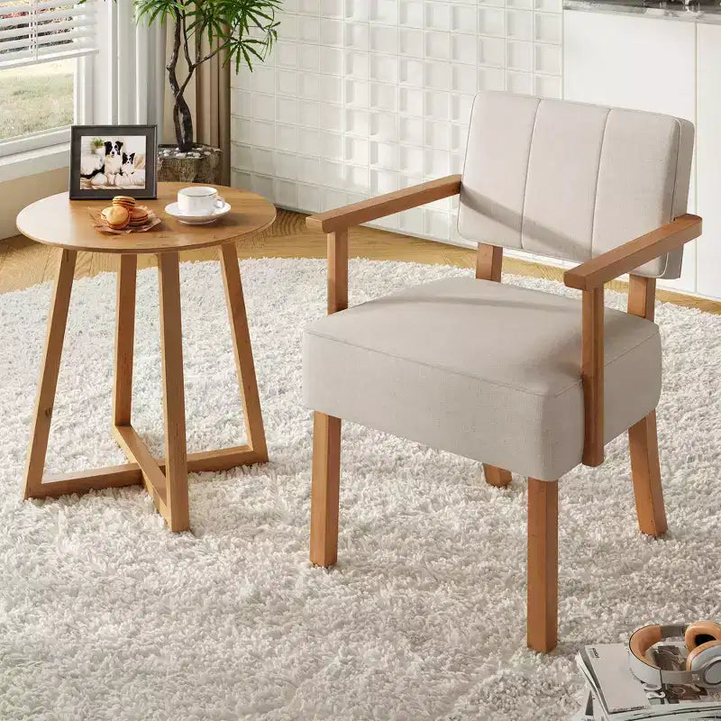 Poltrona in lino a righe bianco sporco/grigio scuro, stile metà secolo, monoposto