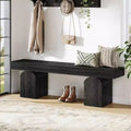 Lantine Entryway Bench, 59 Long Black Shoe Bench with Arched Bases, Wooden Indoor Bench for Entry Way, Living Room, Bedroom