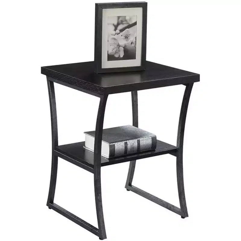 Tavolino rettangolare in metallo con finitura espresso/grigio ardesia e betulla finta, 1 pezzo