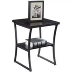 Tavolino rettangolare in metallo con finitura espresso/grigio ardesia e betulla finta, 1 pezzo