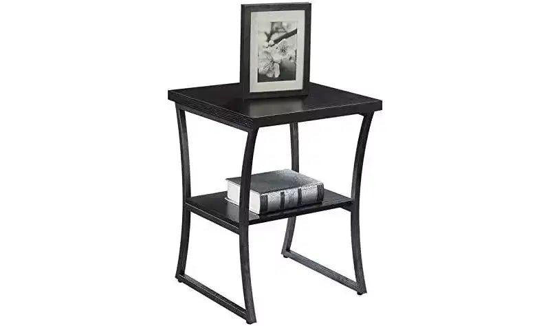 Tavolino rettangolare in metallo con finitura espresso/grigio ardesia e betulla finta, 1 pezzo
