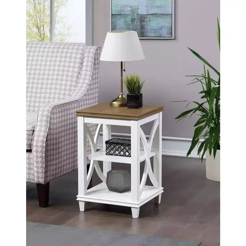 Tavolino/tavolo finale rettangolare in legno, nero/bianco Driftwood, 1 pezzo