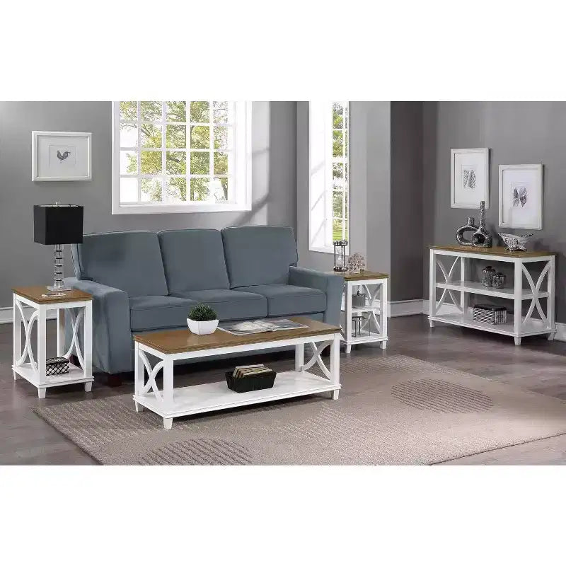 Tavolino/tavolo finale rettangolare in legno, nero/bianco Driftwood, 1 pezzo