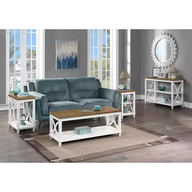 Tavolino/tavolo finale rettangolare in legno, nero/bianco Driftwood, 1 pezzo