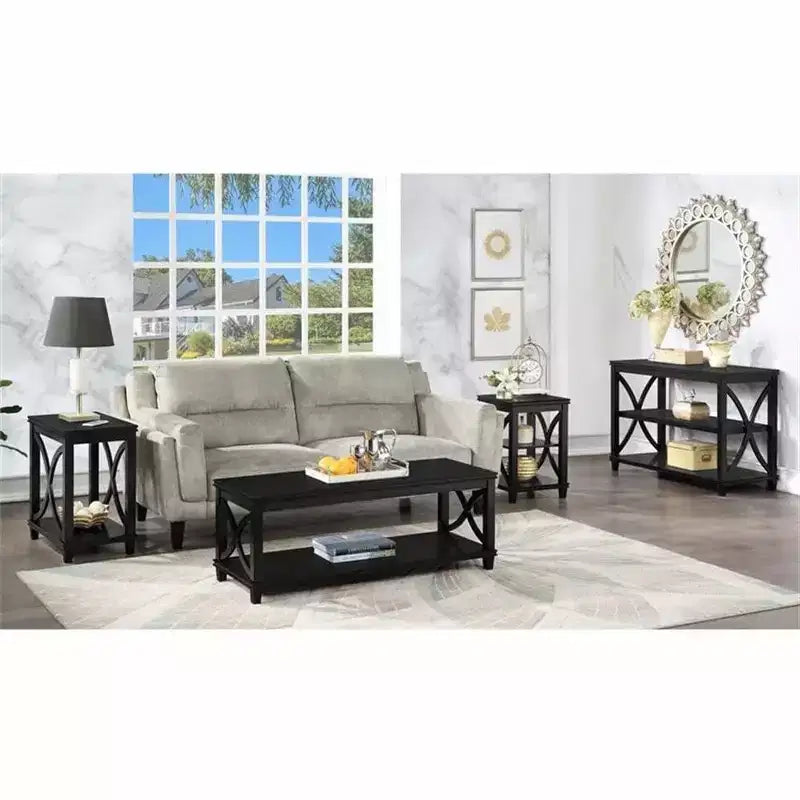 Tavolino/tavolo finale rettangolare in legno, nero/bianco Driftwood, 1 pezzo
