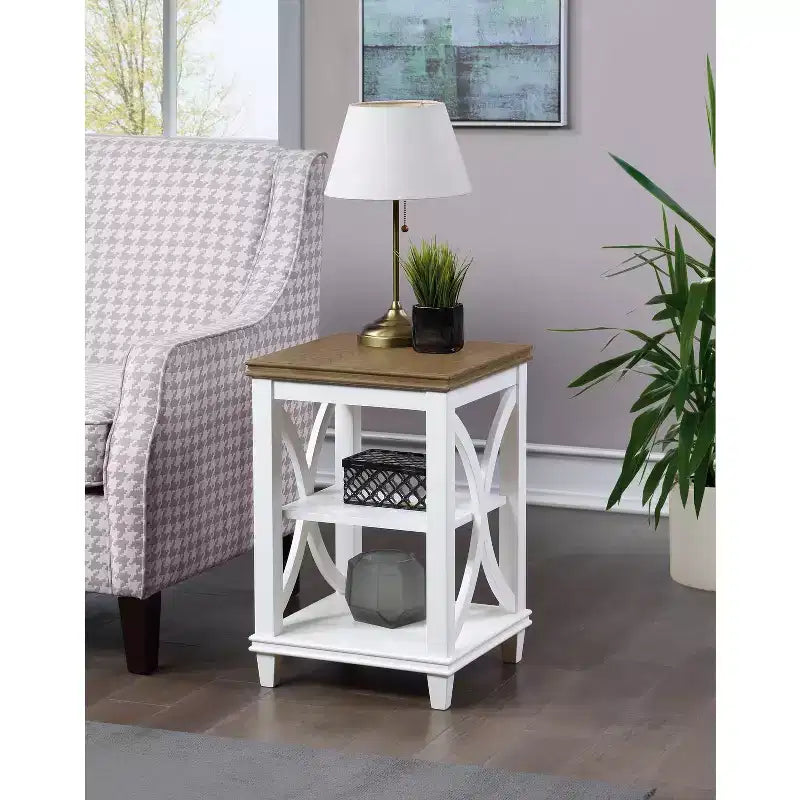 Tavolino/tavolo finale rettangolare in legno, nero/bianco Driftwood, 1 pezzo