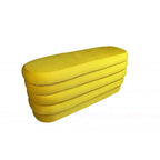 Pouf ovale trapuntato in velluto giallo, 2 posti a sedere