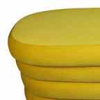 Pouf ovale trapuntato in velluto giallo, 2 posti a sedere