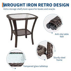 Beige / Blue / Red Wicker Swivel Rocking Chair Set for 2, with Coffee Table