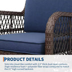 Beige / Blue / Red Wicker Swivel Rocking Chair Set for 2, with Coffee Table