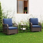 Beige / Blue / Red Wicker Swivel Rocking Chair Set for 2, with Coffee Table