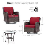 Beige / Blue / Red Wicker Swivel Rocking Chair Set for 2, with Coffee Table