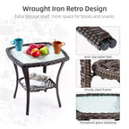 Beige / Blue / Red Wicker Swivel Rocking Chair Set for 2, with Coffee Table