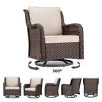 Beige / Blue / Red Wicker Swivel Rocking Chair Set for 2, with Coffee Table