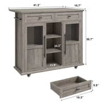 Isola da Cucina con Ruote, Pieghevole, per Una Persona, Colore Nero/Grigio/Bianco