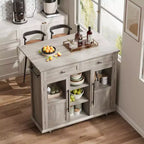 Isola da Cucina con Ruote, Pieghevole, per Una Persona, Colore Nero/Grigio/Bianco