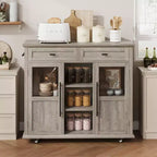 Isola da Cucina con Ruote, Pieghevole, per Una Persona, Colore Nero/Grigio/Bianco