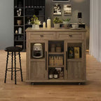 Isola da Cucina con Ruote, Pieghevole, per Una Persona, Colore Nero/Grigio/Bianco