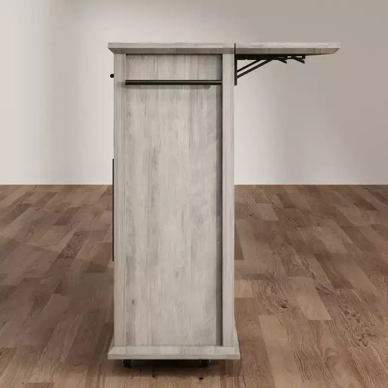 Isola da Cucina con Ruote, Pieghevole, per Una Persona, Colore Nero/Grigio/Bianco