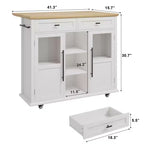 Isola da Cucina con Ruote, Pieghevole, per Una Persona, Colore Nero/Grigio/Bianco