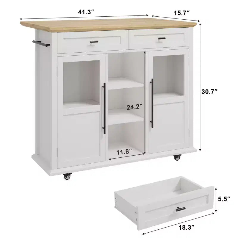 Isola da Cucina con Ruote, Pieghevole, per Una Persona, Colore Nero/Grigio/Bianco