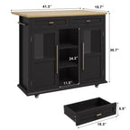 Isola da Cucina con Ruote, Pieghevole, per Una Persona, Colore Nero/Grigio/Bianco