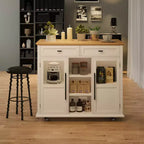 Isola da Cucina con Ruote, Pieghevole, per Una Persona, Colore Nero/Grigio/Bianco