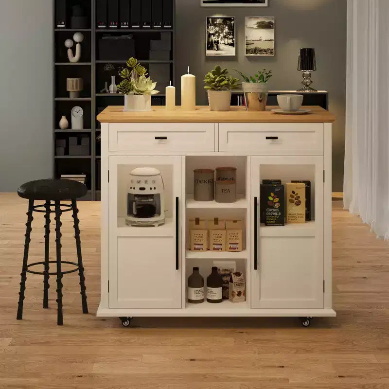 Isola da Cucina con Ruote, Pieghevole, per Una Persona, Colore Nero/Grigio/Bianco