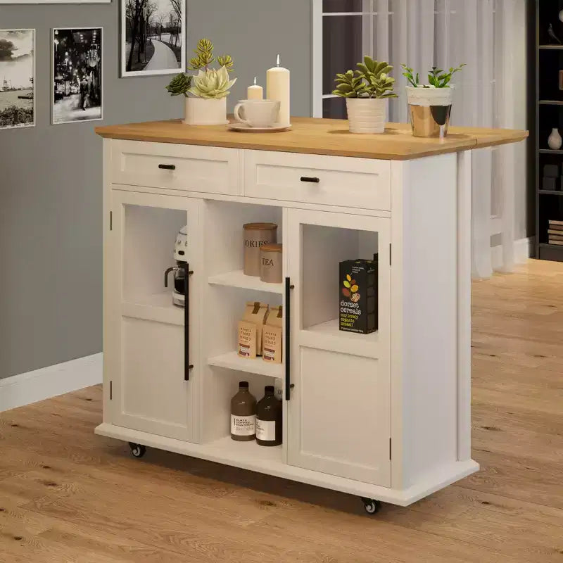 Isola da Cucina con Ruote, Pieghevole, per Una Persona, Colore Nero/Grigio/Bianco