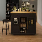 Isola da Cucina con Ruote, Pieghevole, per Una Persona, Colore Nero/Grigio/Bianco