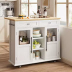 Isola da Cucina con Ruote, Pieghevole, per Una Persona, Colore Nero/Grigio/Bianco
