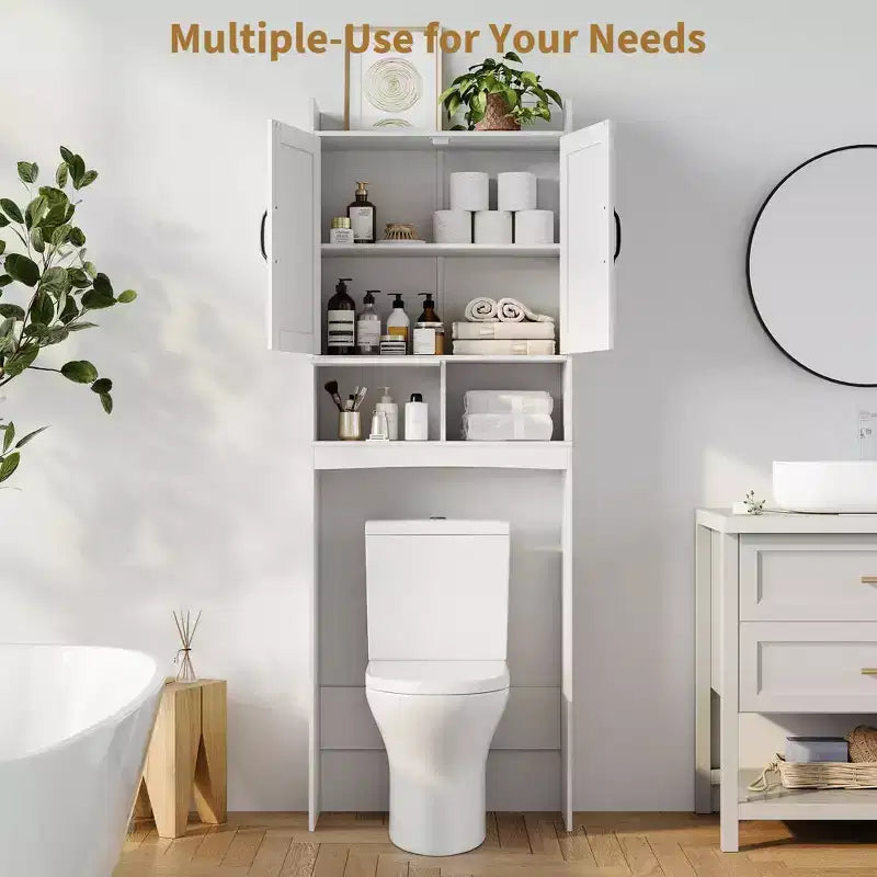 Mobiletto a 2 ripiani da appoggio sopra il WC, bianco/nero, singolo