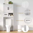 Mobiletto a 2 ripiani da appoggio sopra il WC, bianco/nero, singolo