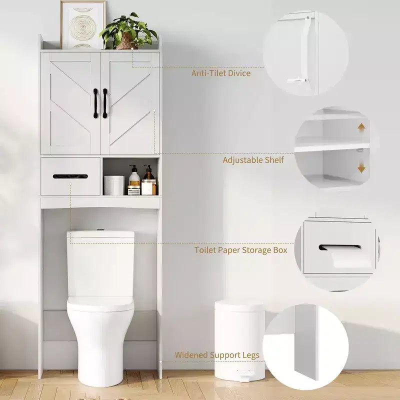 Mobiletto a 2 ripiani da appoggio sopra il WC, bianco/nero, singolo