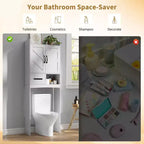 Mobiletto a 2 ripiani da appoggio sopra il WC, bianco/nero, singolo