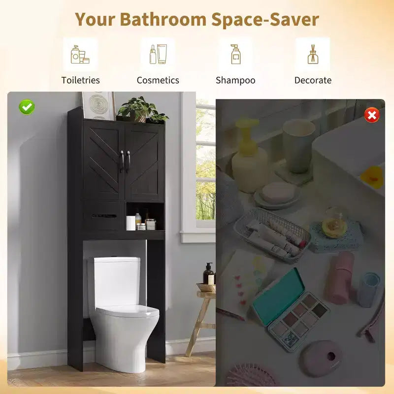 Mobiletto a 2 ripiani da appoggio sopra il WC, bianco/nero, singolo