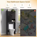Mobiletto a 2 ripiani da appoggio sopra il WC, bianco/nero, singolo