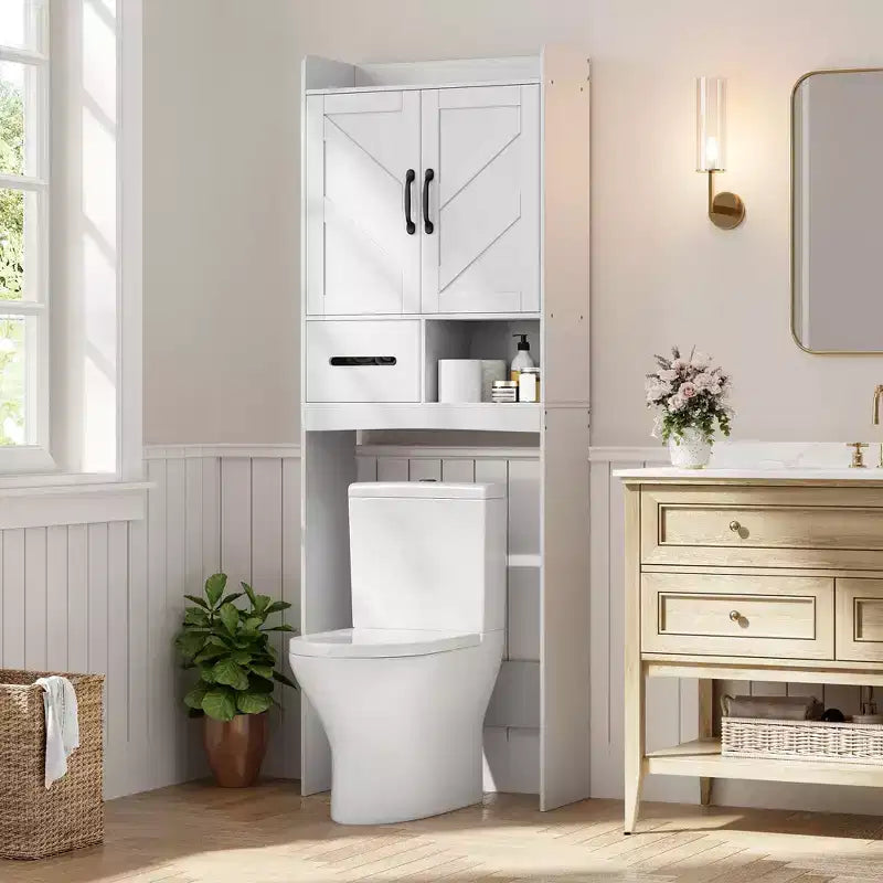 Mobiletto a 2 ripiani da appoggio sopra il WC, bianco/nero, singolo