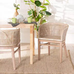 bali & pari Papua Rattan Dining Chair: Mahogany Frame, Bohemian Design, Rounded Backrest