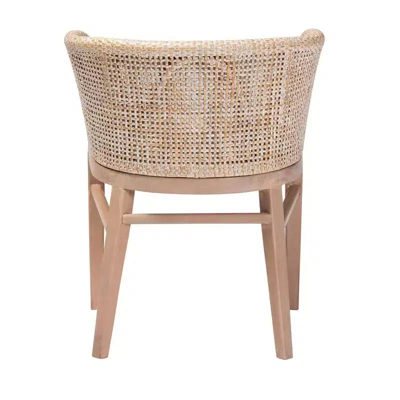 Antique White Rattan Dining Chair, Bohemian Style, Seats 1