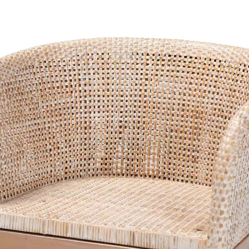 Antique White Rattan Dining Chair, Bohemian Style, Seats 1