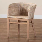 Antique White Rattan Dining Chair, Bohemian Style, Seats 1