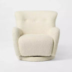 Poltrona Girevole Accent in Finta Pelliccia di Agnello Color Crema, 1 Posto