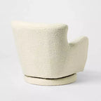 Poltrona Girevole Accent in Finta Pelliccia di Agnello Color Crema, 1 Posto