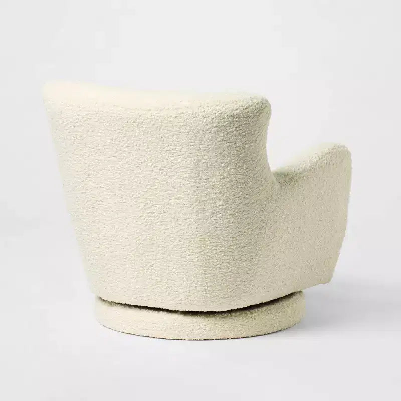 Poltrona Girevole Accent in Finta Pelliccia di Agnello Color Crema, 1 Posto