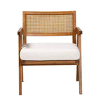 Poltrona Japandi in Bouclé Panna/Noce Marrone, 1 Posto
